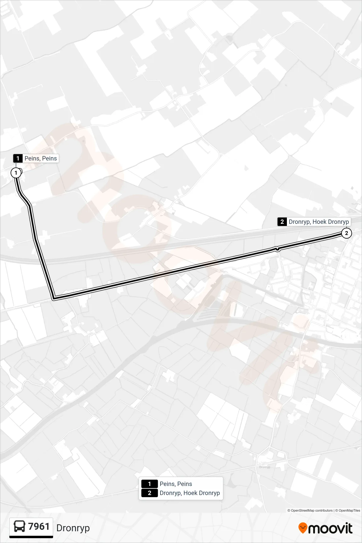 Lijn 7961 (bus, Dronryp): route en haltes op de kaart