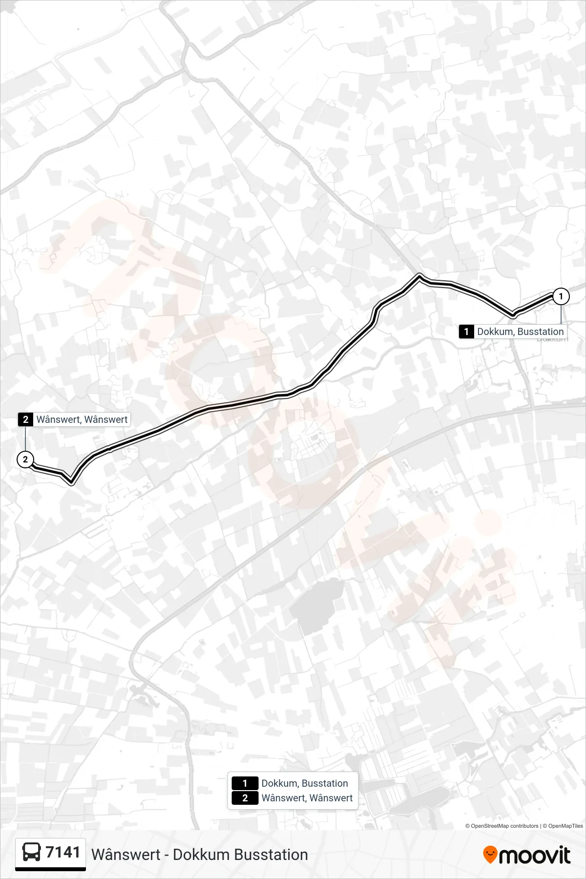 7141 bus Line (Wânswert) route and stops on a map