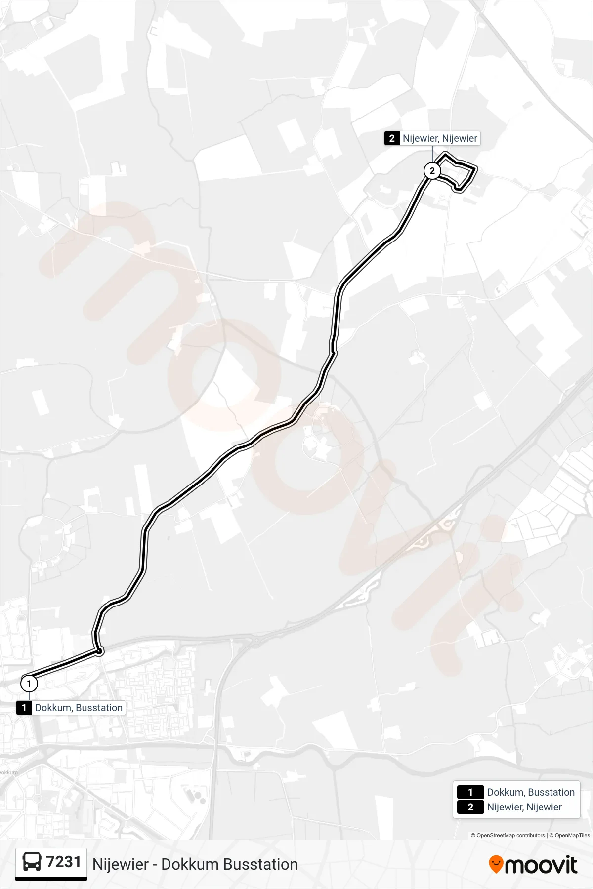 7231 bus Line (Nijewier) route and stops on a map