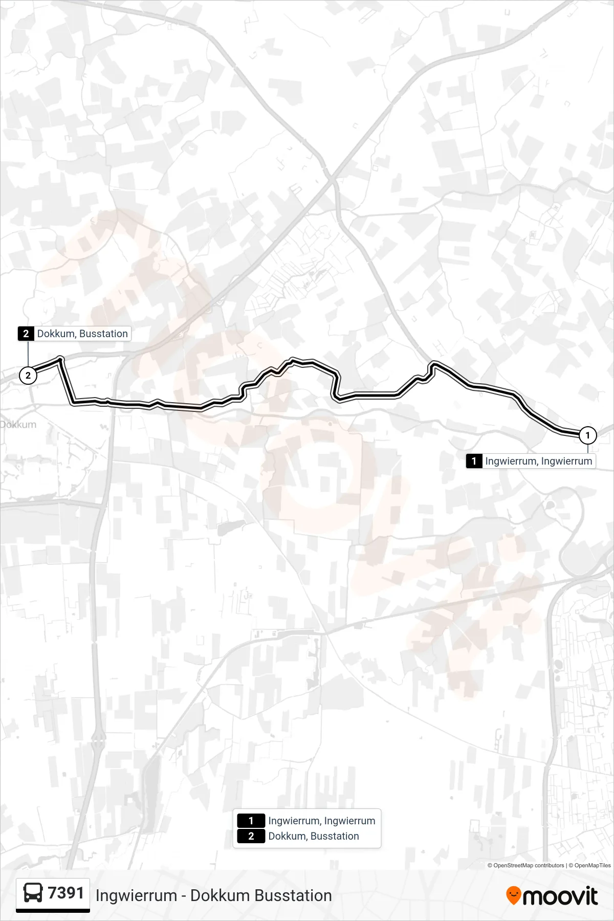 Lijn 7391 (bus, Dokkum): route en haltes op de kaart