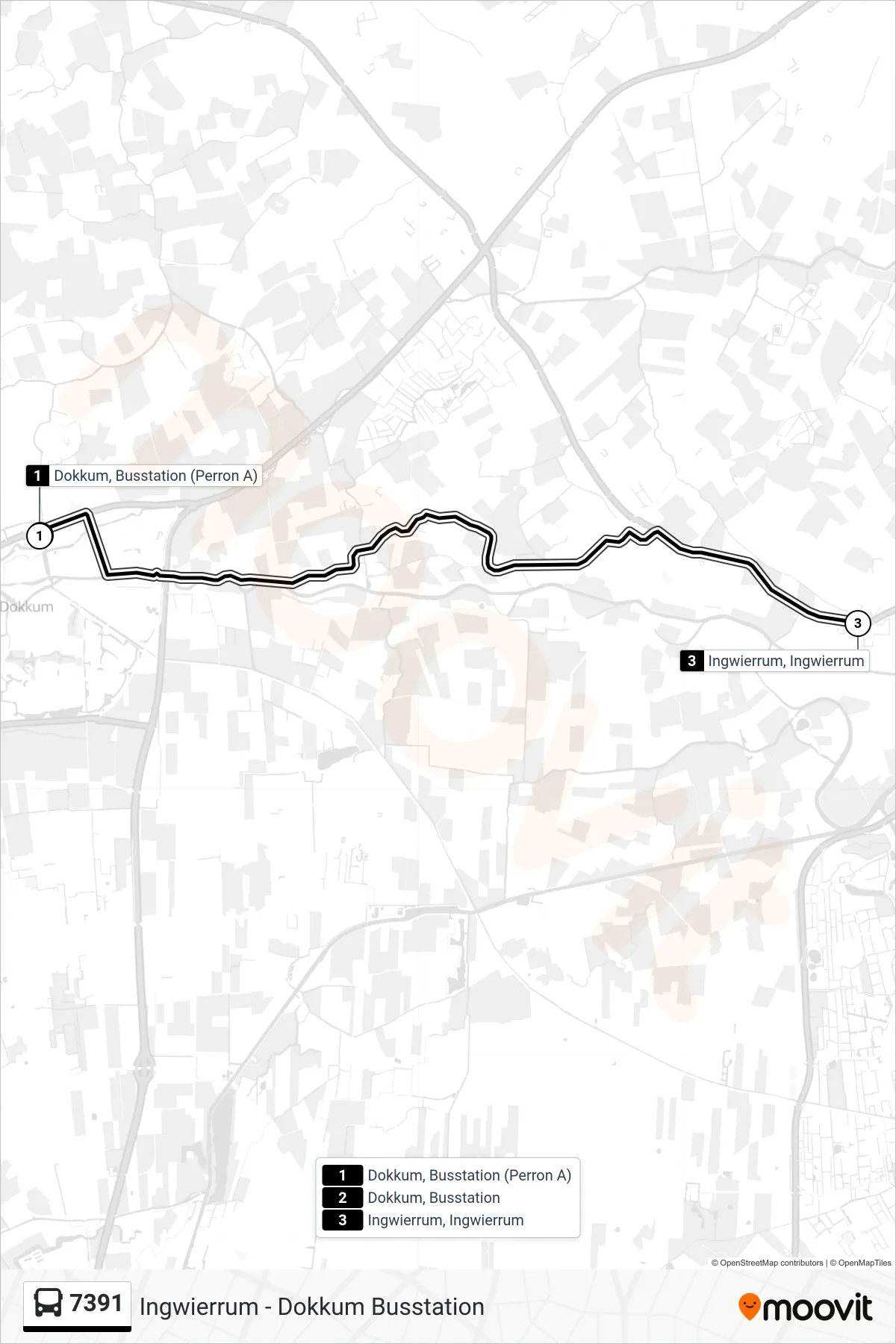 Lijn 7391 (bus, Ingwierrum): route en haltes op de kaart
