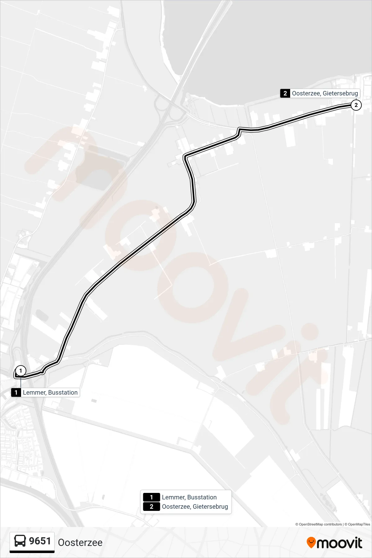 Lijn 9651 (bus, Oosterzee): route en haltes op de kaart