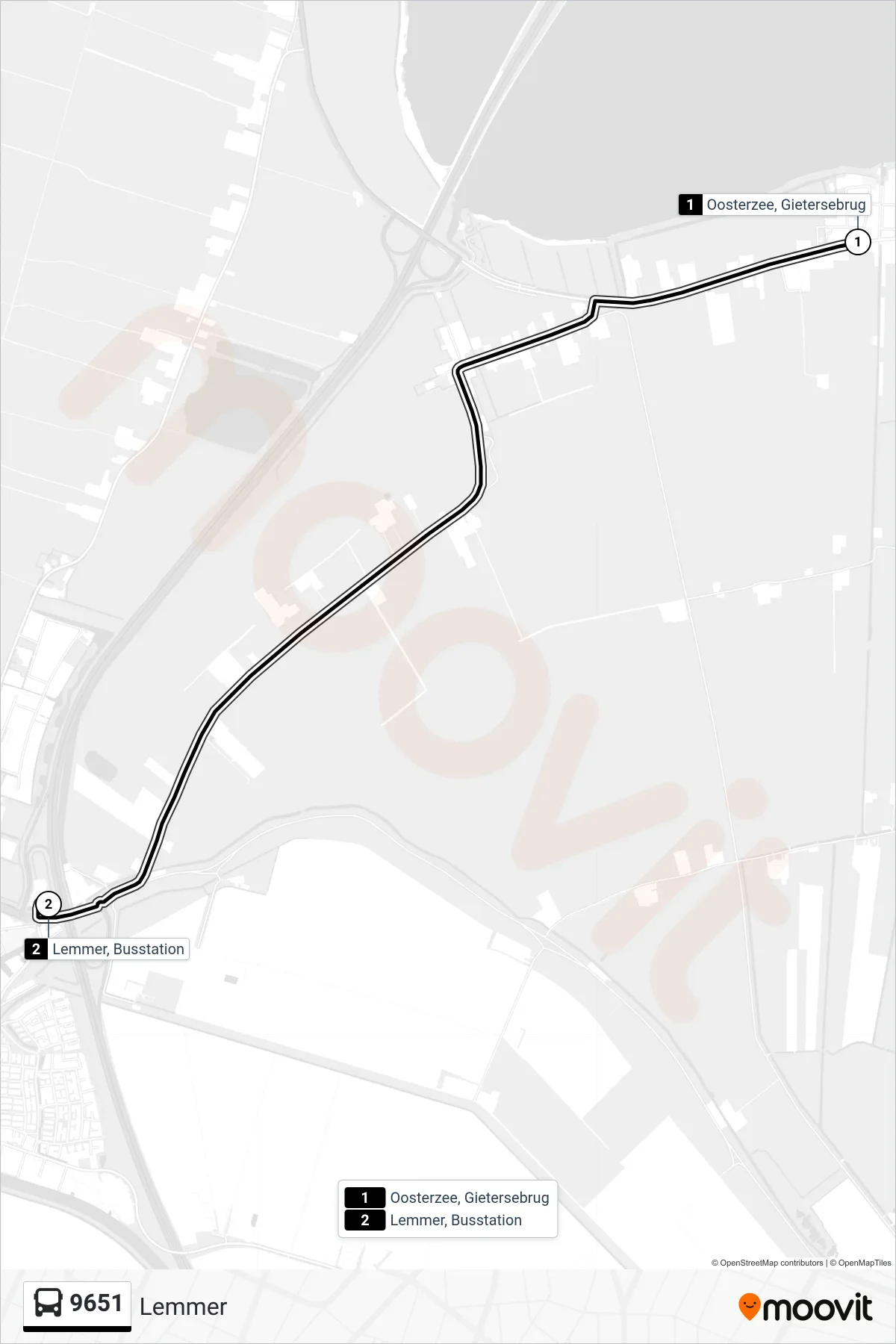 Lijn 9651 (bus, Lemmer): route en haltes op de kaart