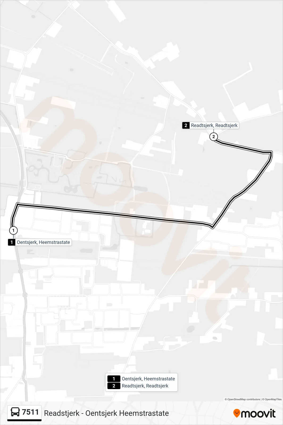 Lijn 7511 (bus, Readtsjerk): route en haltes op de kaart