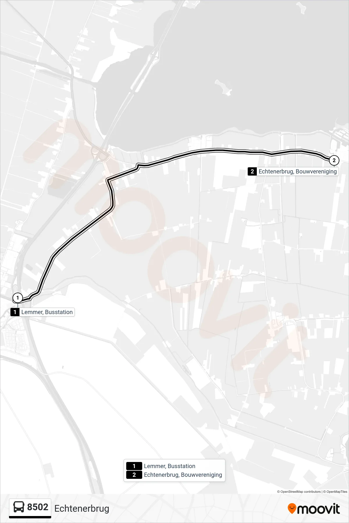 Lijn 8502 (bus, Echtenerbrug): route en haltes op de kaart