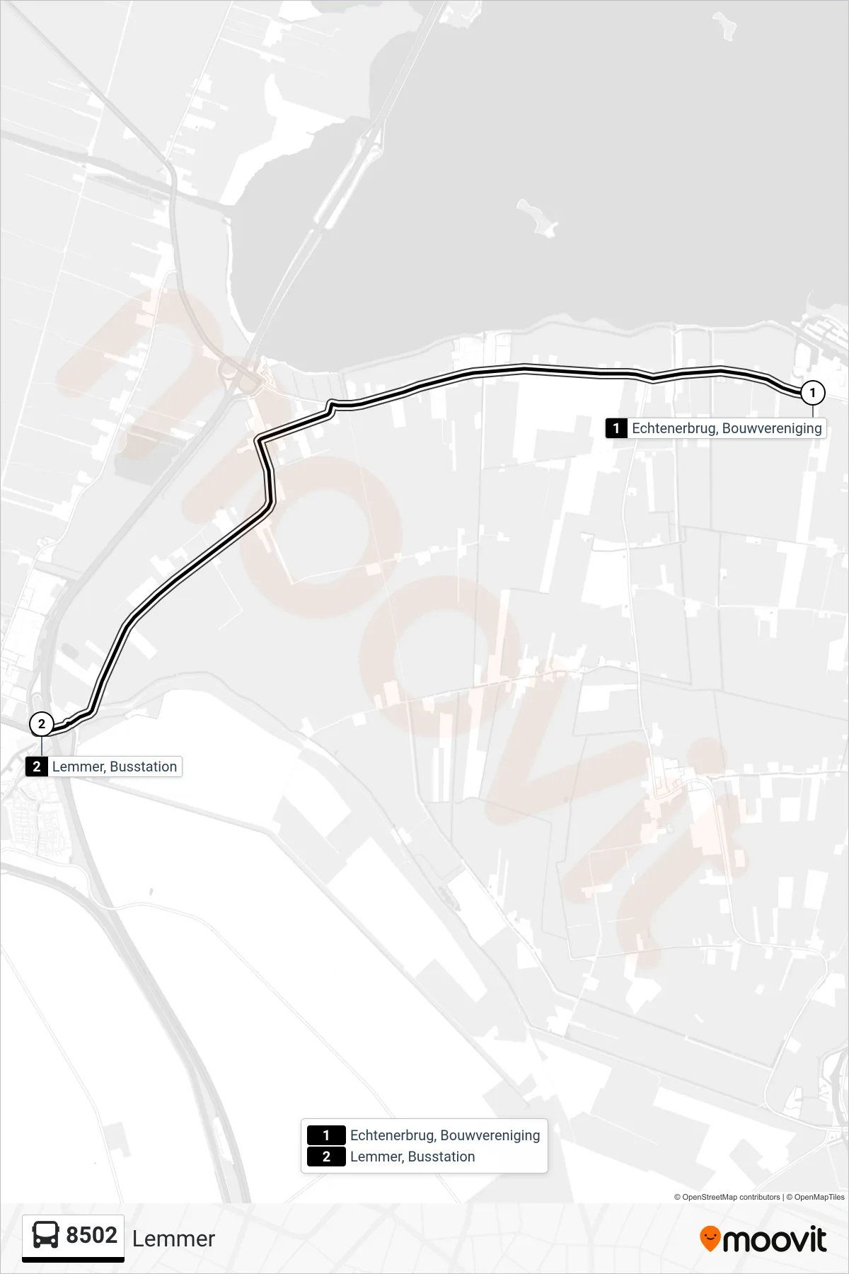 Lijn 8502 (bus, Lemmer): route en haltes op de kaart