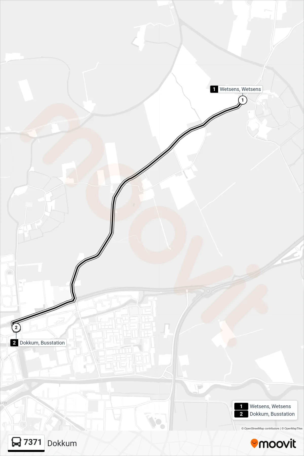 Lijn 7371 (bus, Dokkum): route en haltes op de kaart