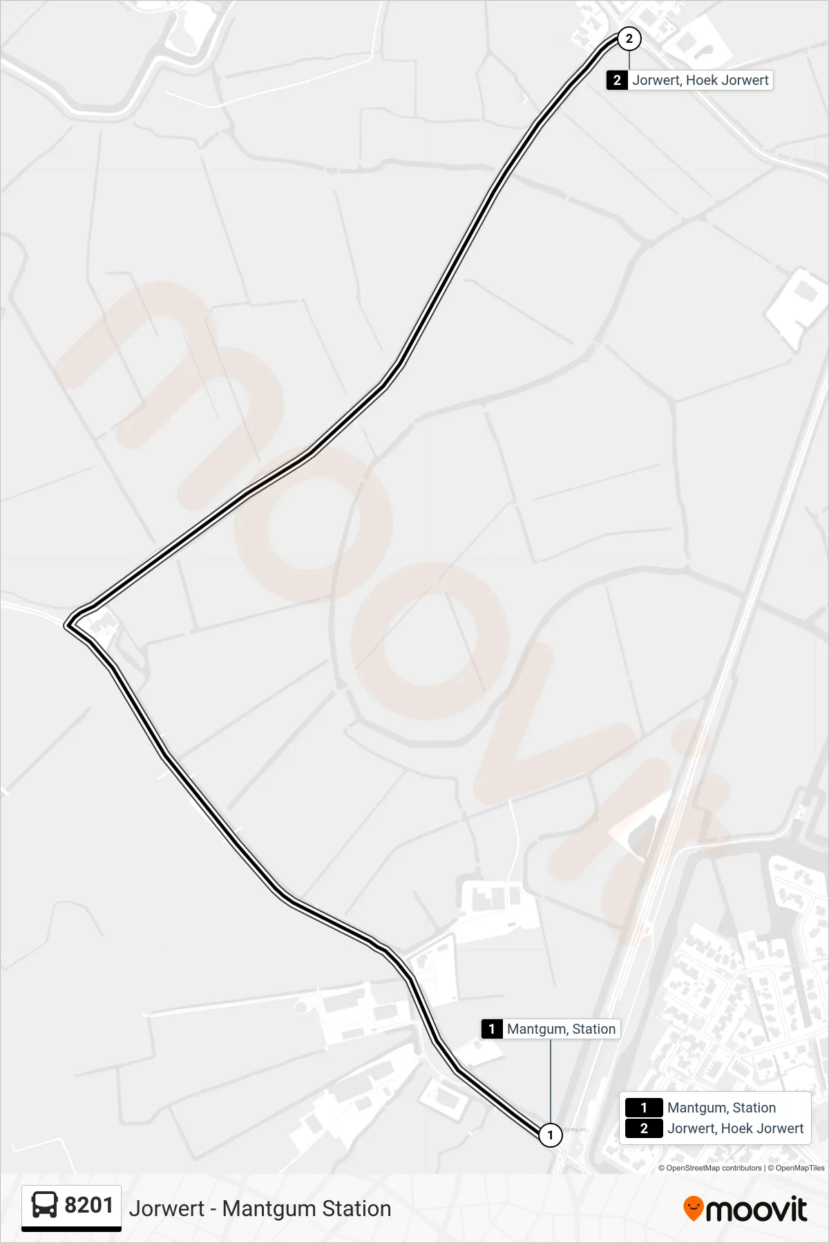 Lijn 8201 (bus, Jorwert): route en haltes op de kaart