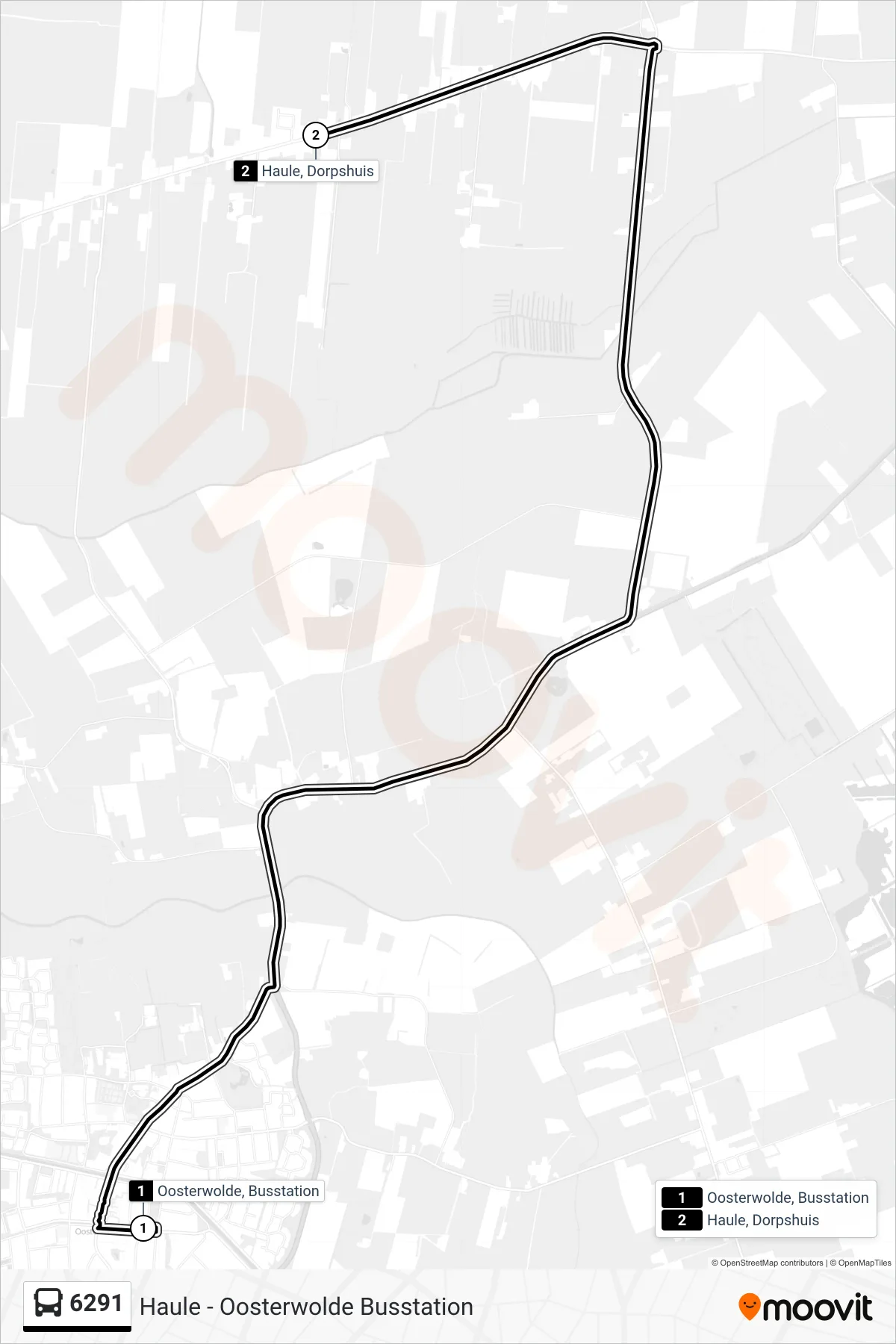 Lijn 6291 (bus, Haule): route en haltes op de kaart