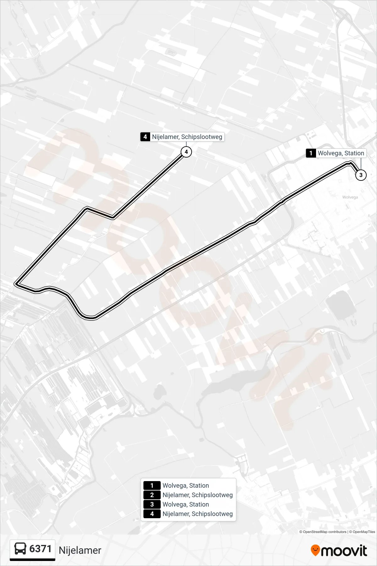 Lijn 6371 (bus, Nijelamer): route en haltes op de kaart