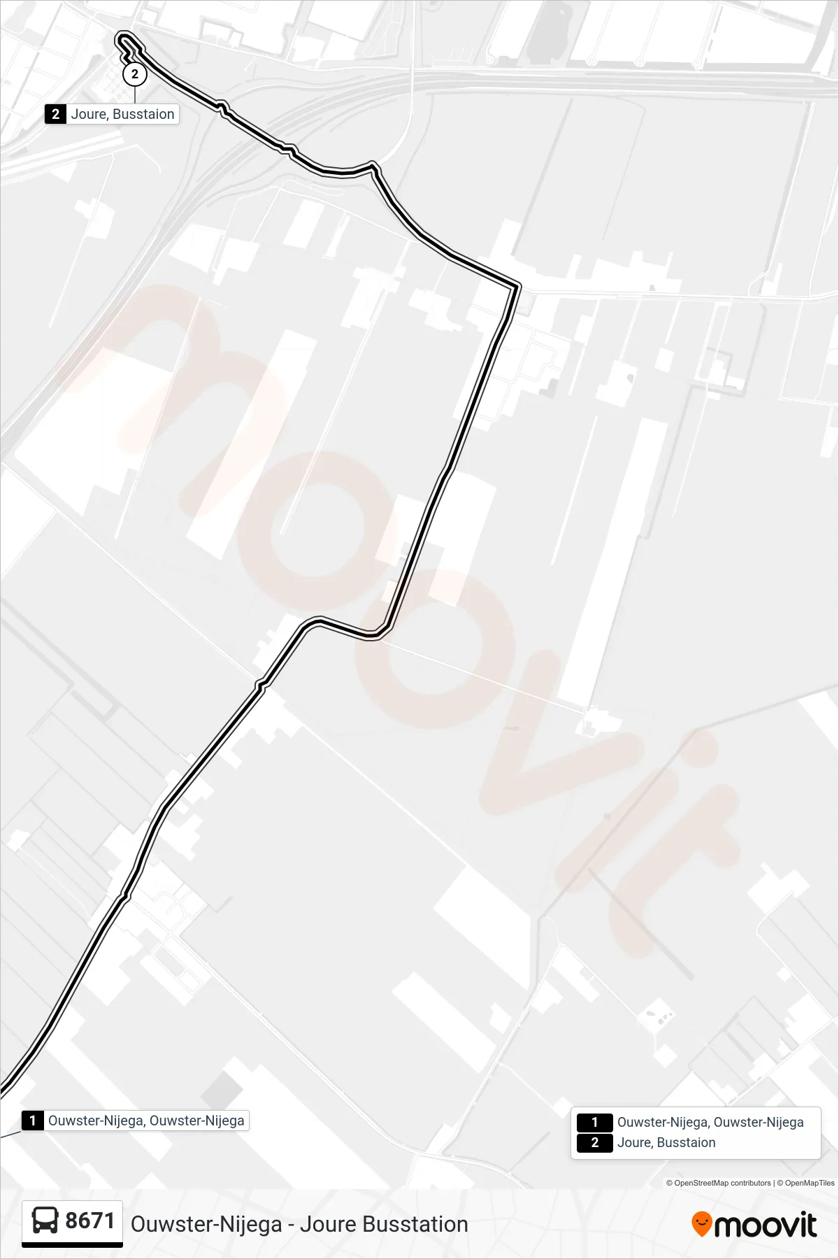 Lijn 8671 (bus, Joure): route en haltes op de kaart