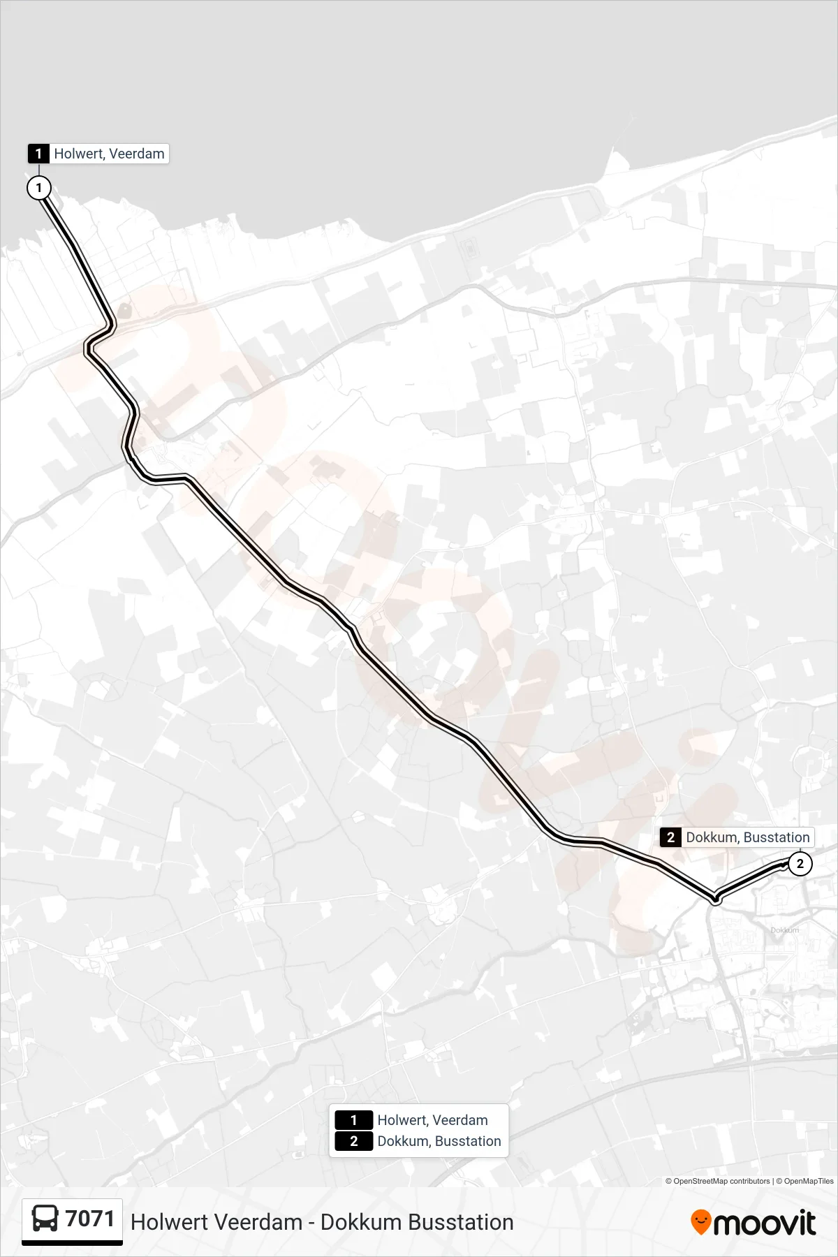 Lijn 7071 (bus, Dokkum): route en haltes op de kaart