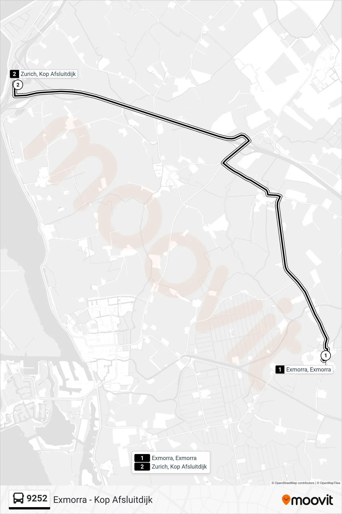 Lijn 9252 (bus, Kop Afsluitdijk): route en haltes op de kaart