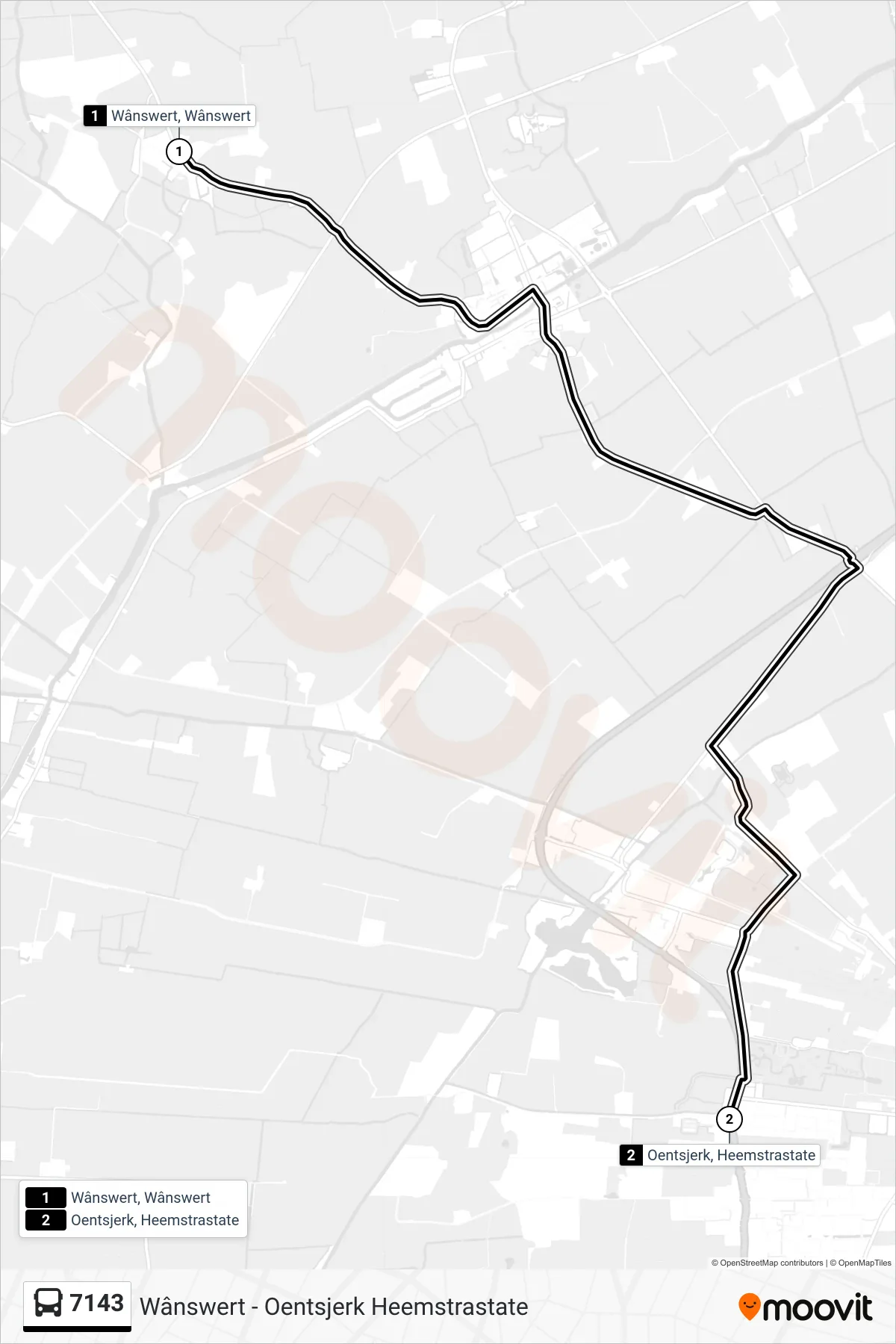 Lijn 7143 (bus, Oentsjerk): route en haltes op de kaart