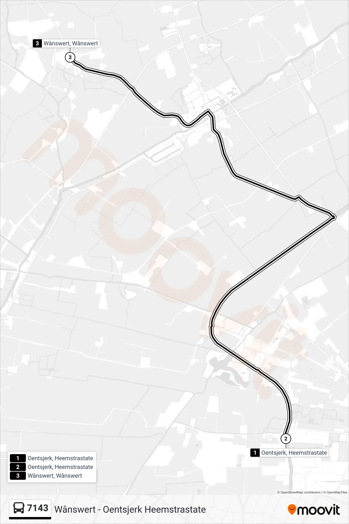 Lijn 7143 (bus, Wânswert): route en haltes op de kaart