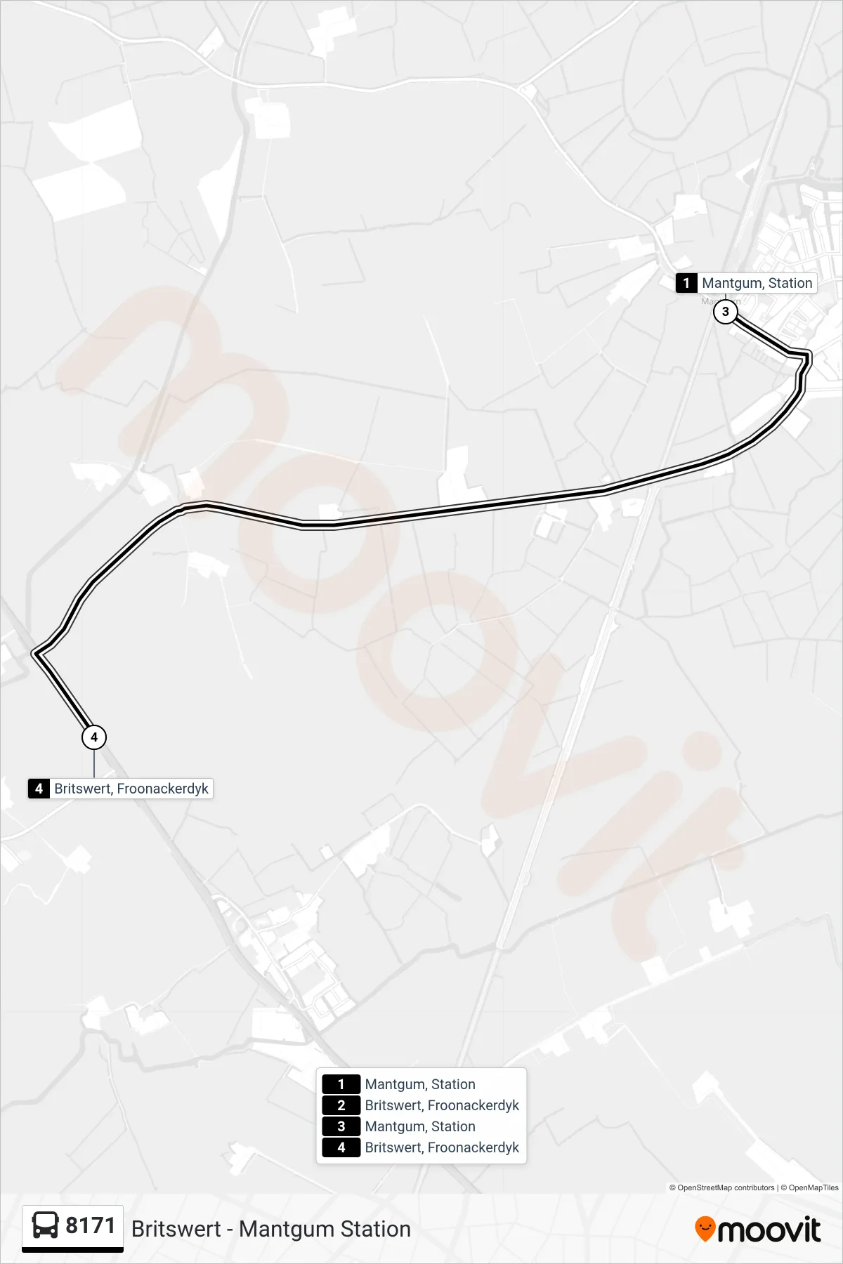Lijn 8171 (bus, Britswert): route en haltes op de kaart
