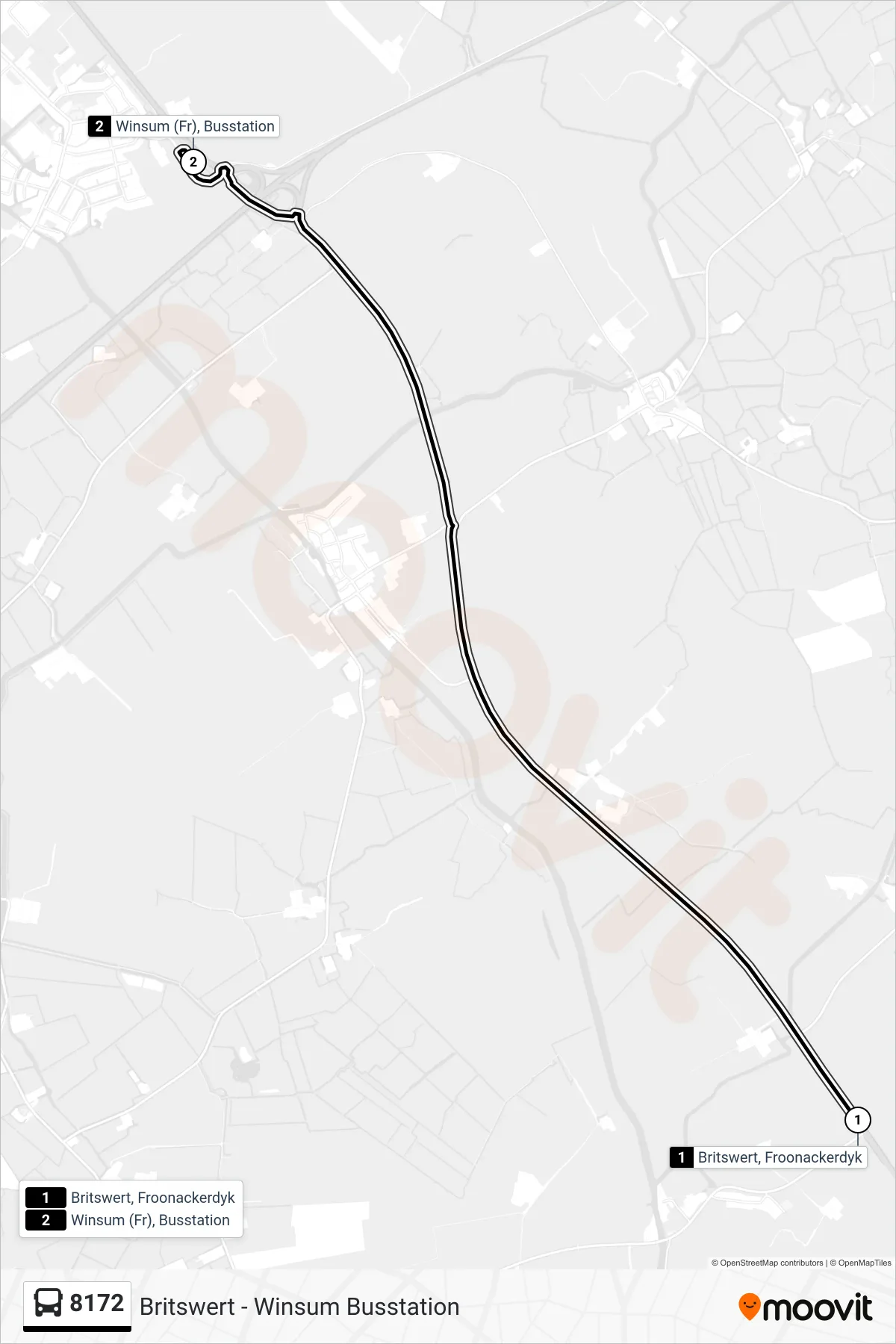 Lijn 8172 (bus, Winsum): route en haltes op de kaart