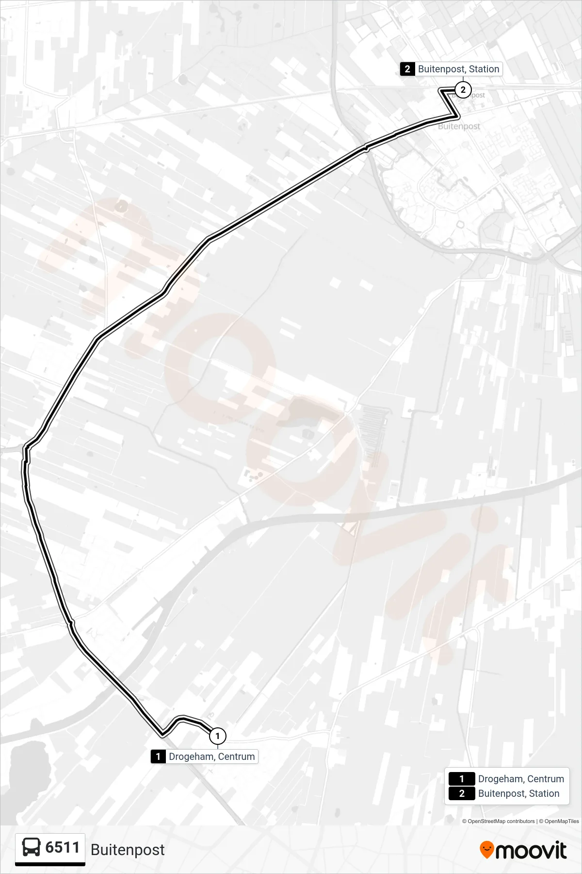 Lijn 6511 (bus, Buitenpost): route en haltes op de kaart