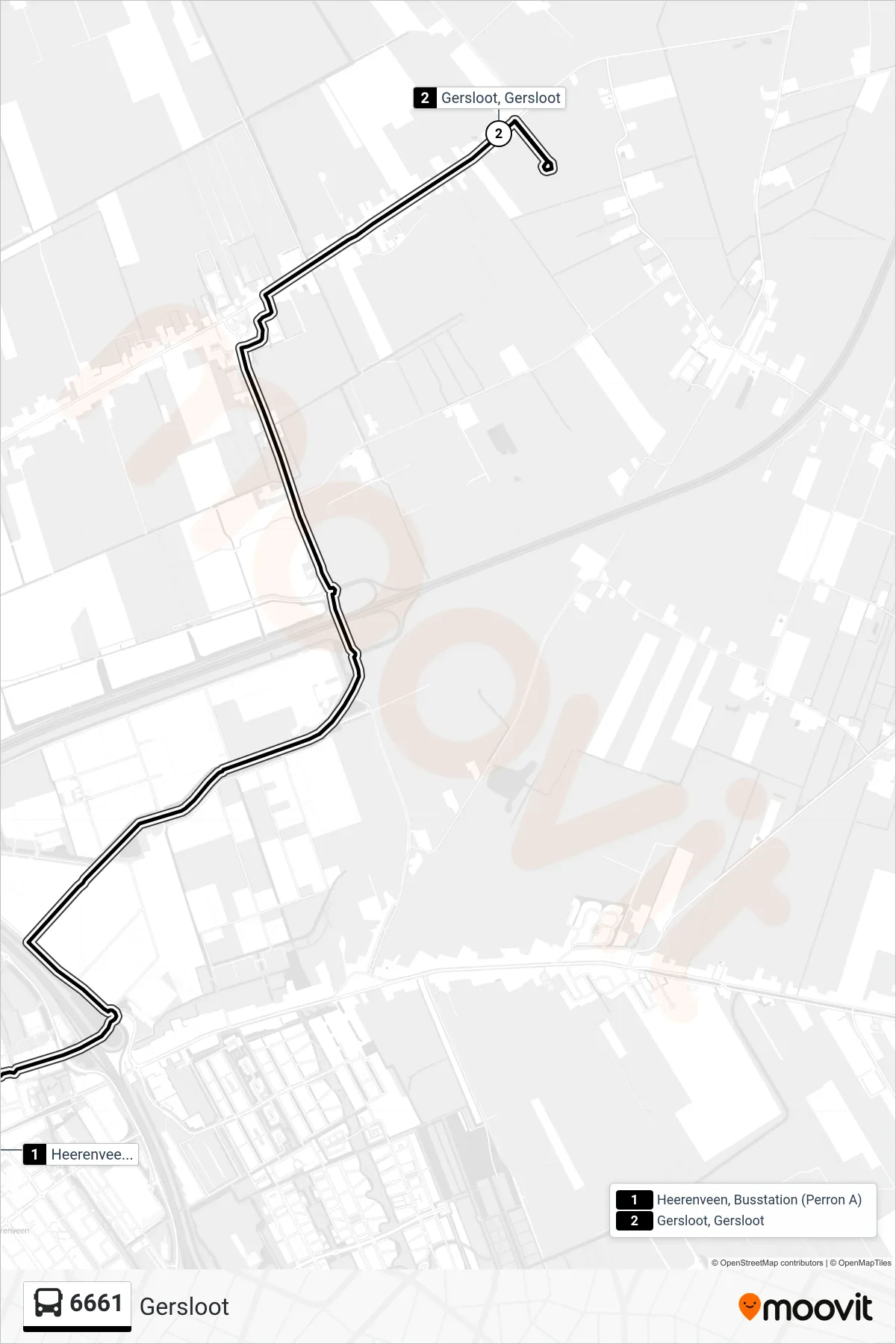 Lijn 6661 (bus, Gersloot): route en haltes op de kaart