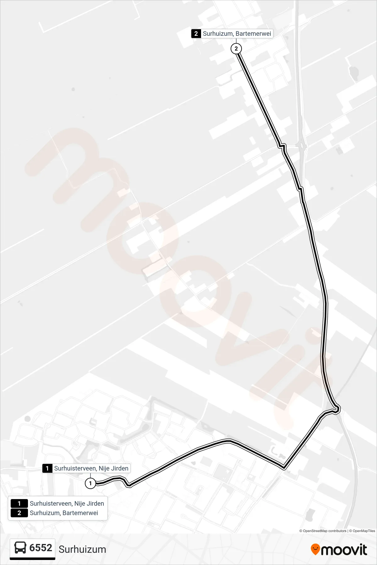 Linie 6552 (Bus) Richtung Surhuizum: Route und Haltestellen auf der Karte