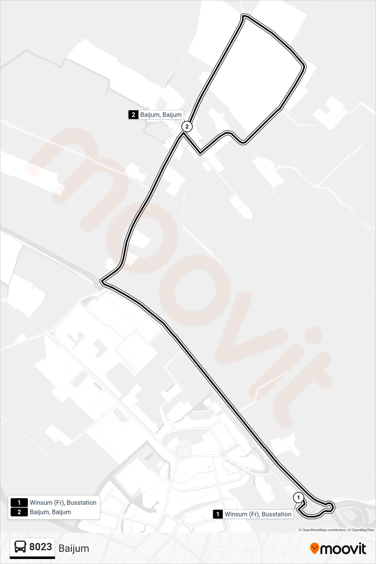 Lijn 8023 (bus, Baijum): route en haltes op de kaart