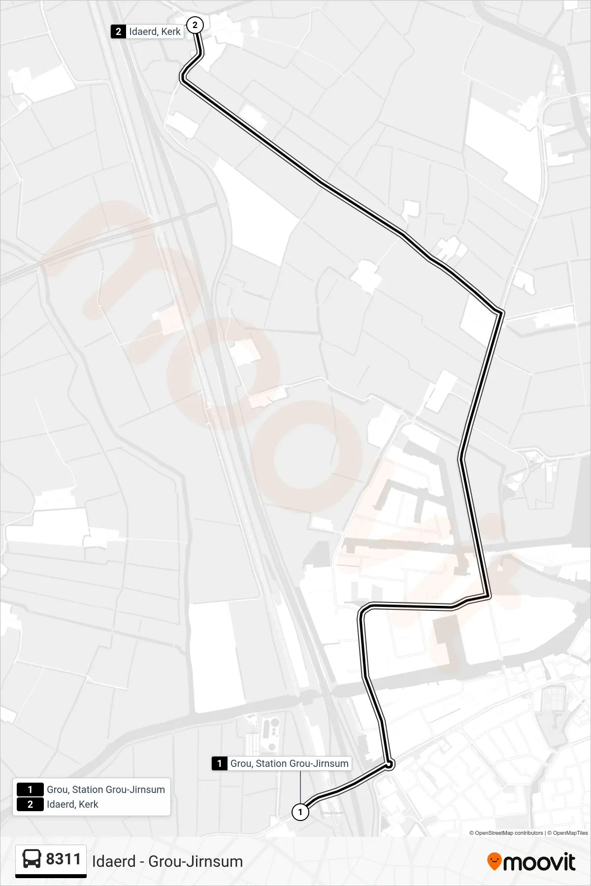 Lijn 8311 (bus, Idaerd): route en haltes op de kaart