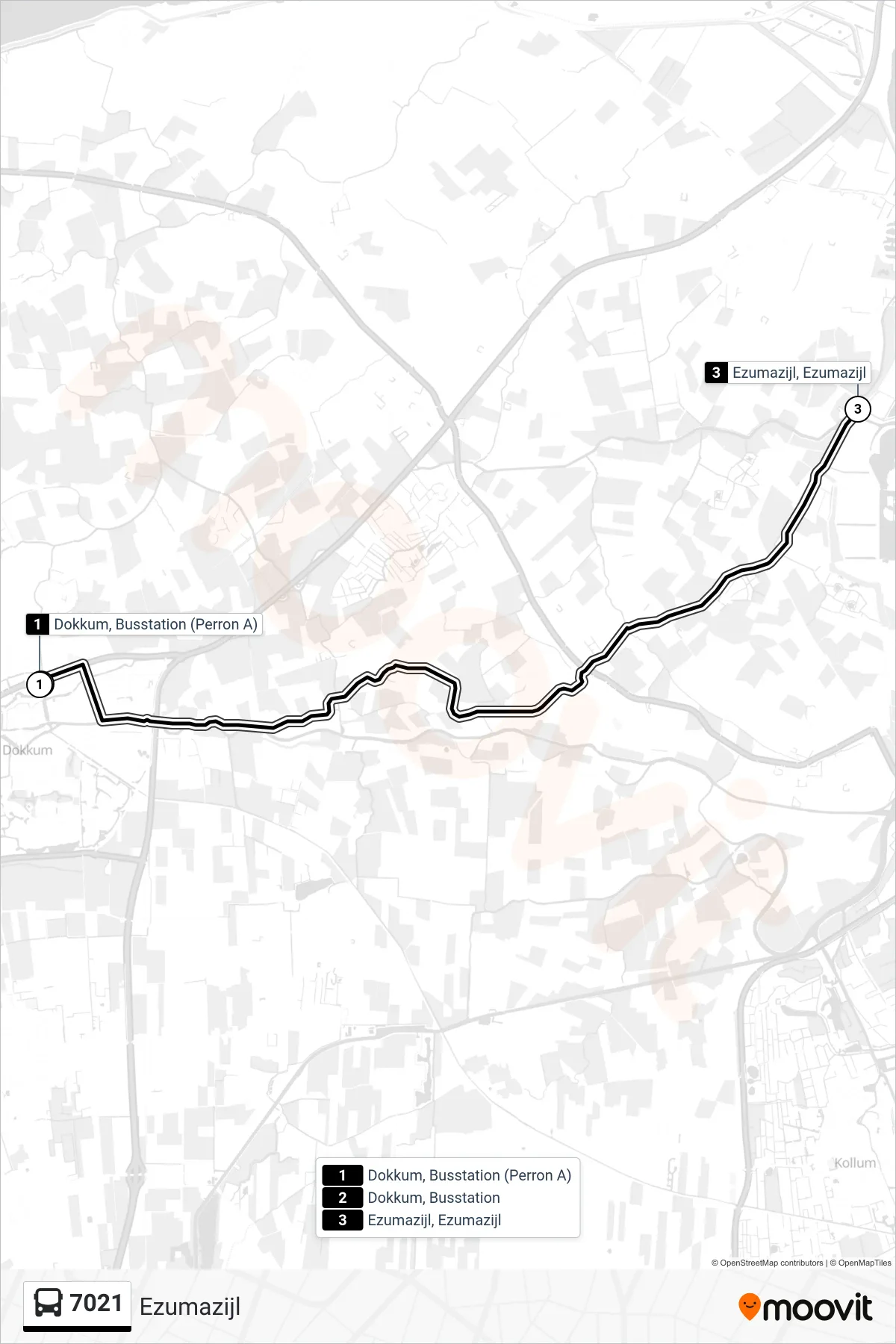 Lijn 7021 (bus, Ezumazijl): route en haltes op de kaart