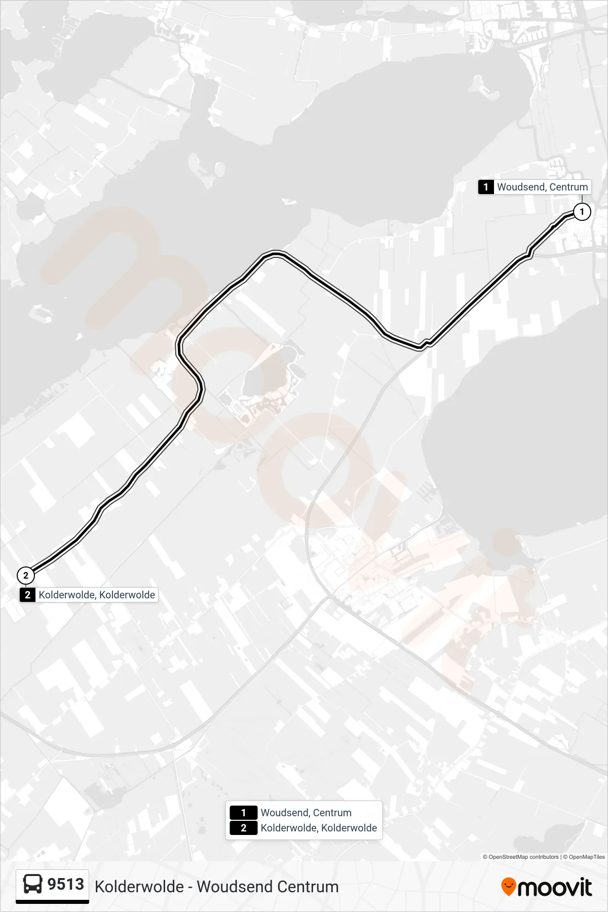 Lijn 9513 (bus, Kolderwolde): route en haltes op de kaart
