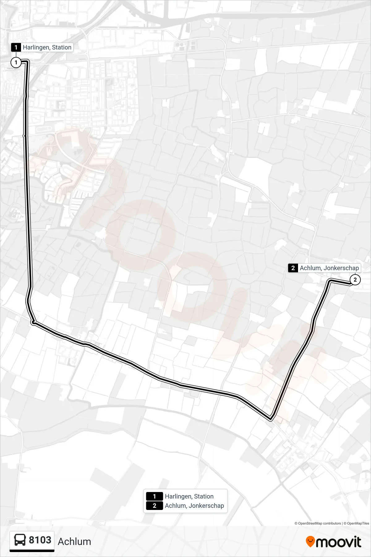 Lijn 8103 (bus, Achlum): route en haltes op de kaart