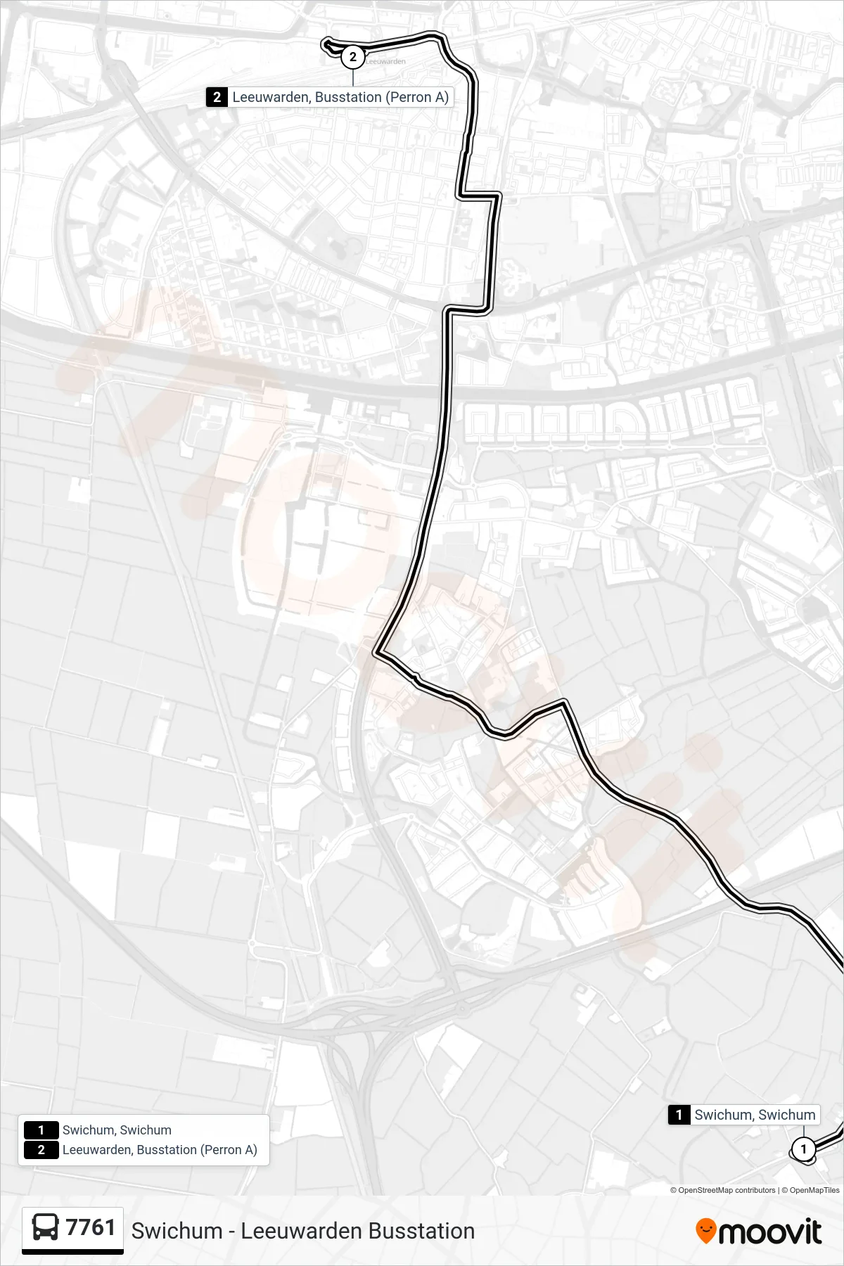 Lijn 7761 (bus, Leeuwarden): route en haltes op de kaart