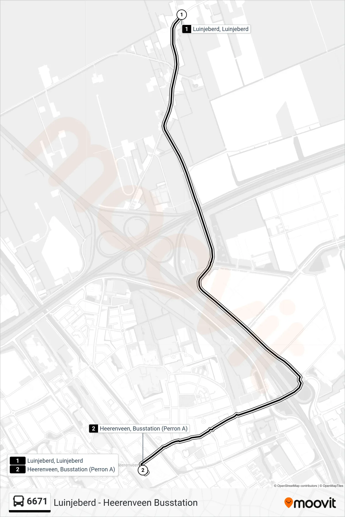 Lijn 6671 (bus, Heerenveen): route en haltes op de kaart