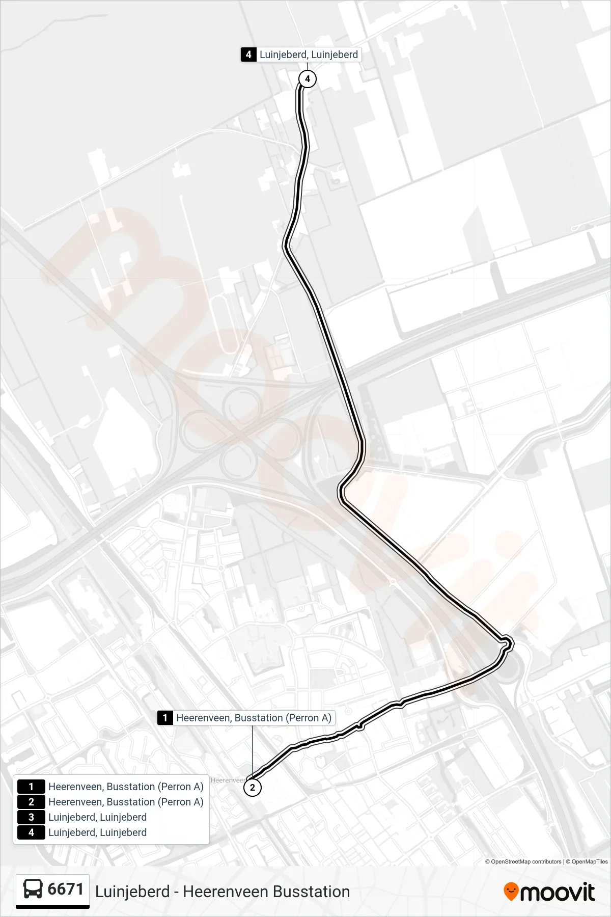Lijn 6671 (bus, Luinjeberd): route en haltes op de kaart
