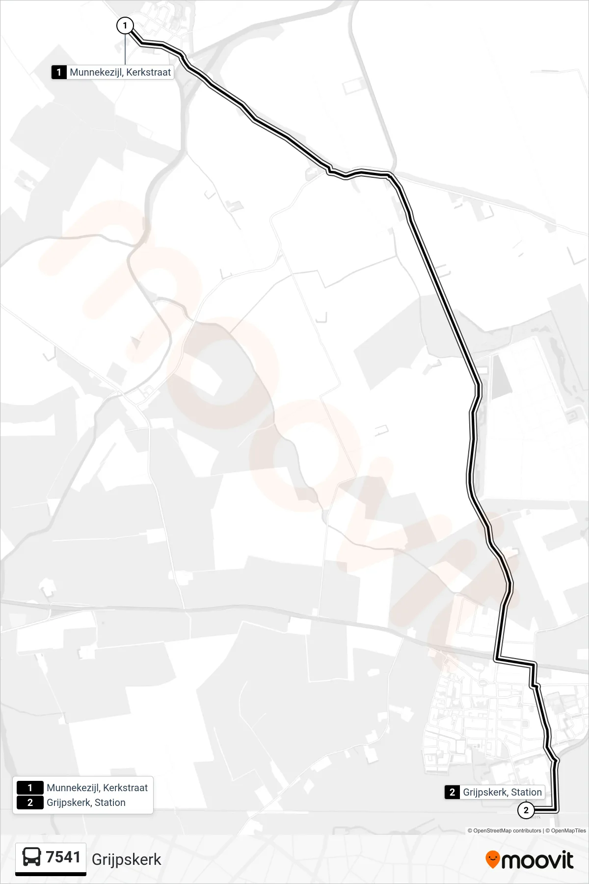 7541 bus Line (Grijpskerk) route and stops on a map