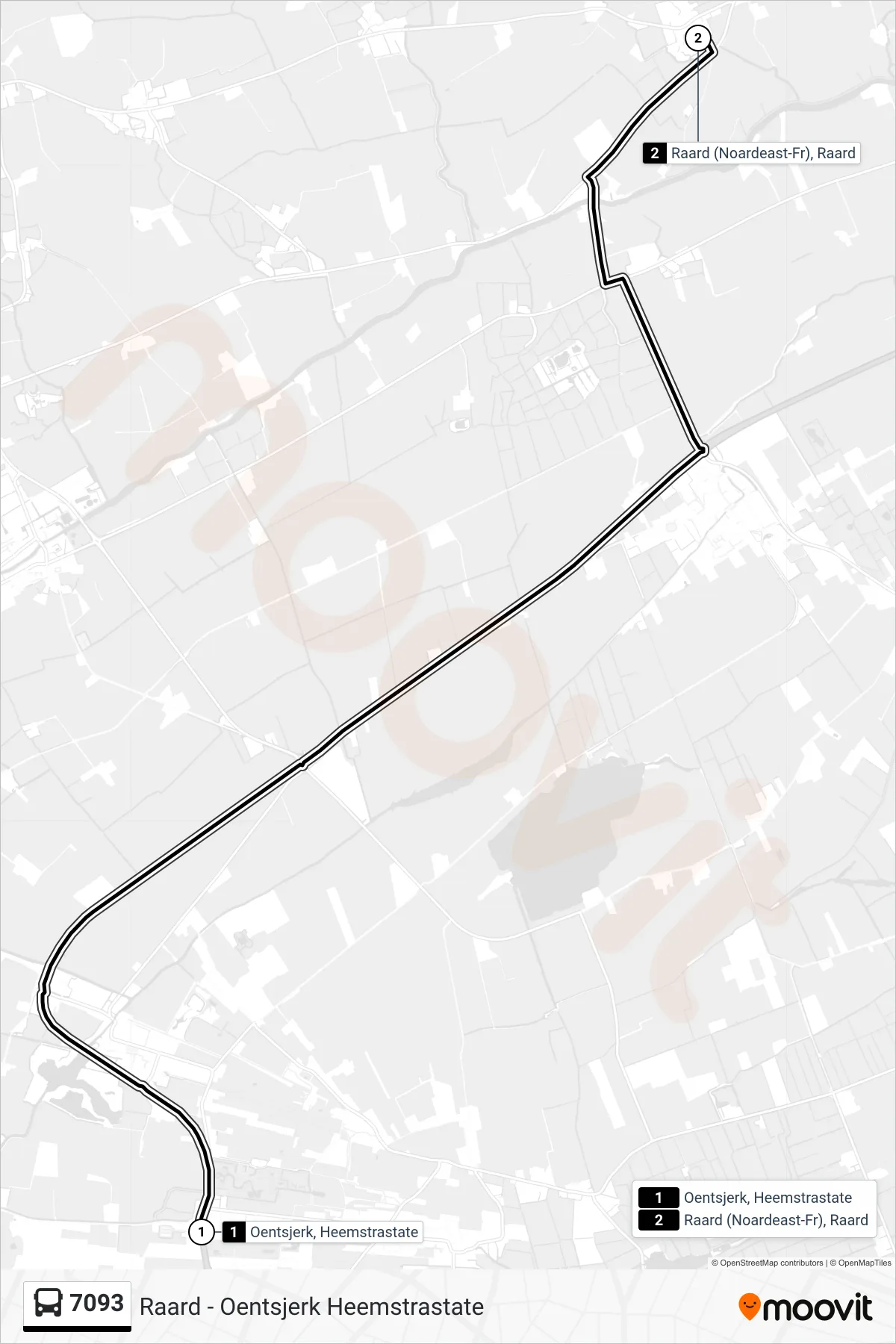 7093 bus Line (Raard) route and stops on a map