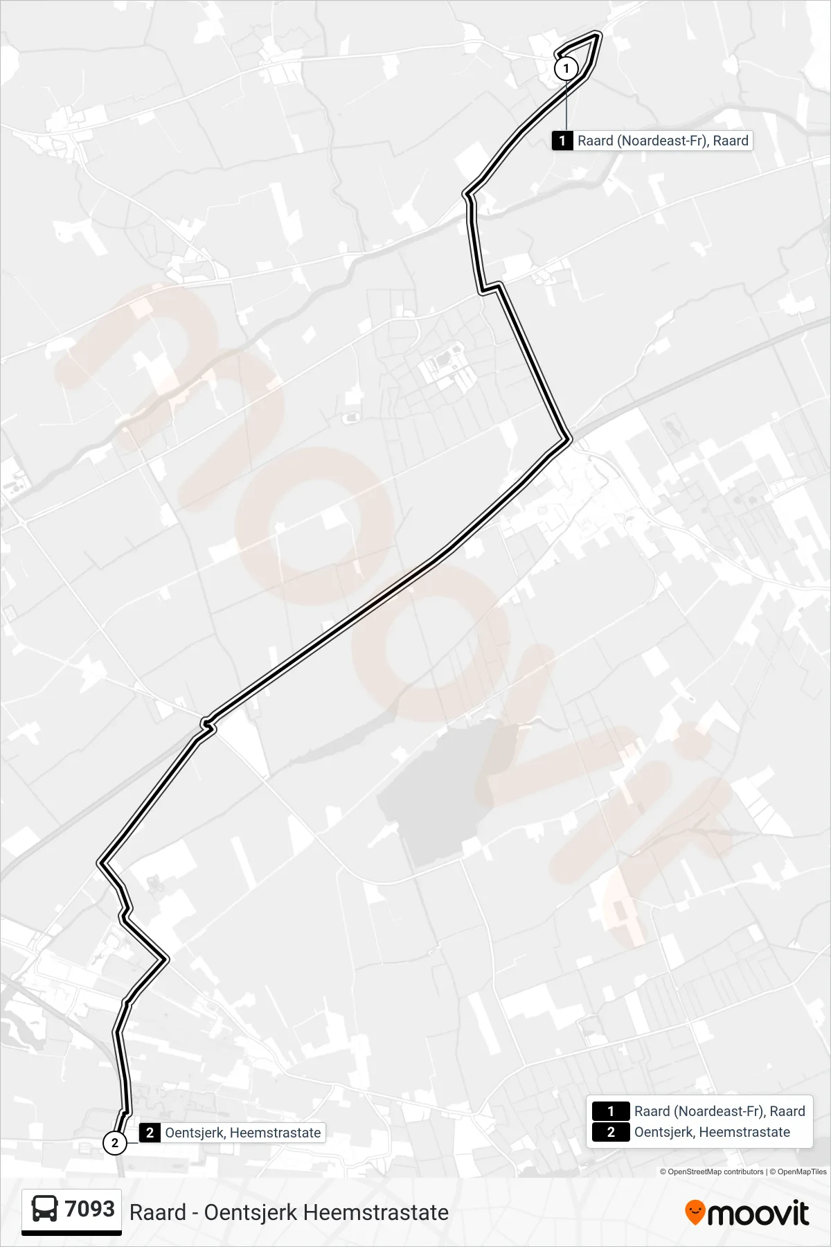 Lijn 7093 (bus, Oentsjerk): route en haltes op de kaart