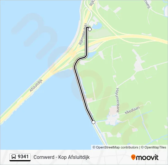 Bus 9341 lijnkaart