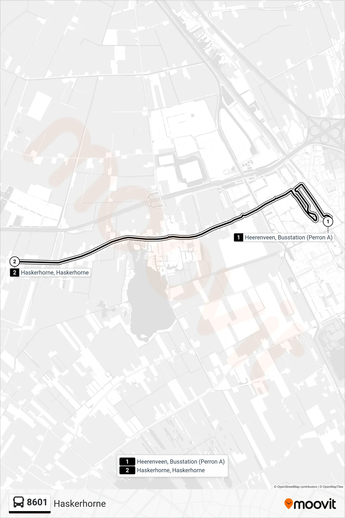 Lijn 8601 (bus, Haskerhorne): route en haltes op de kaart
