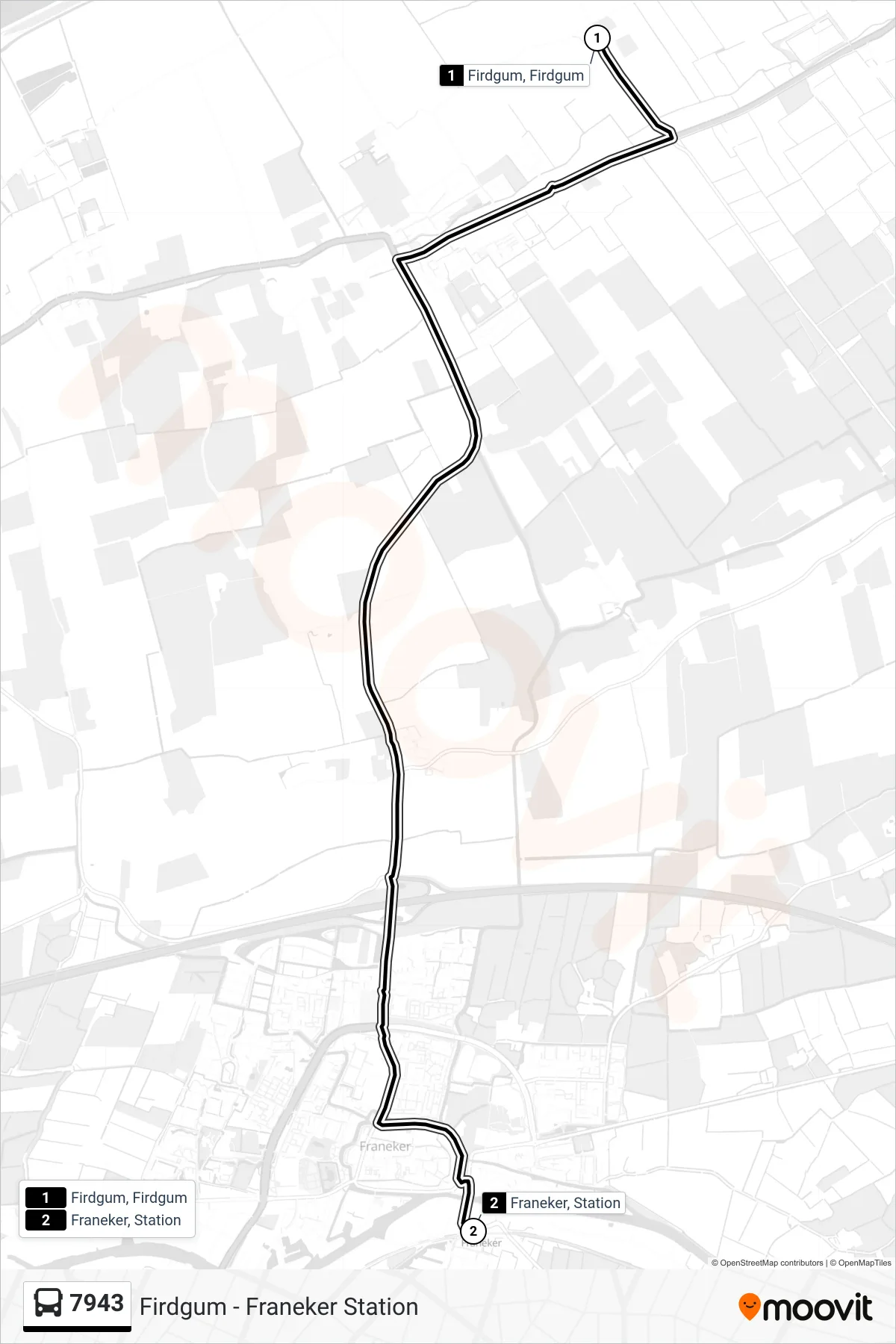 Lijn 7943 (bus, Franeker): route en haltes op de kaart