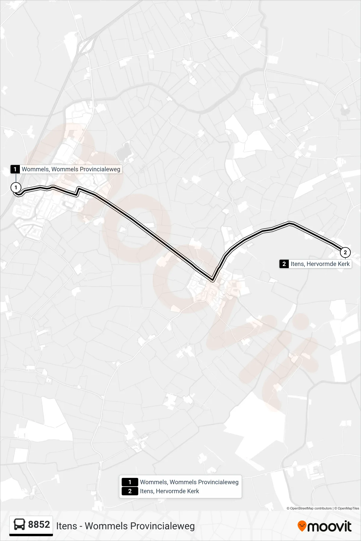 Lijn 8852 (bus, Itens): route en haltes op de kaart