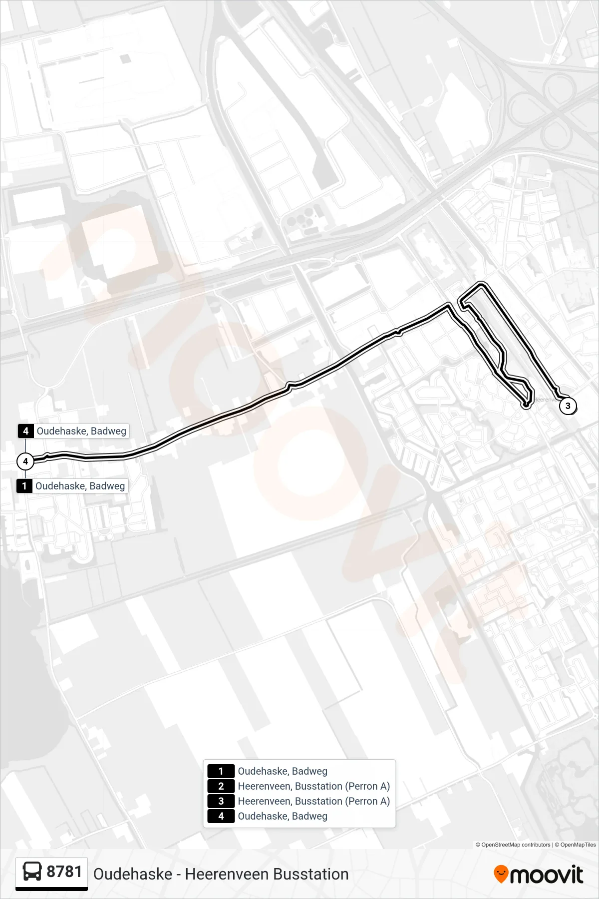 Lijn 8781 (bus, Heerenveen): route en haltes op de kaart