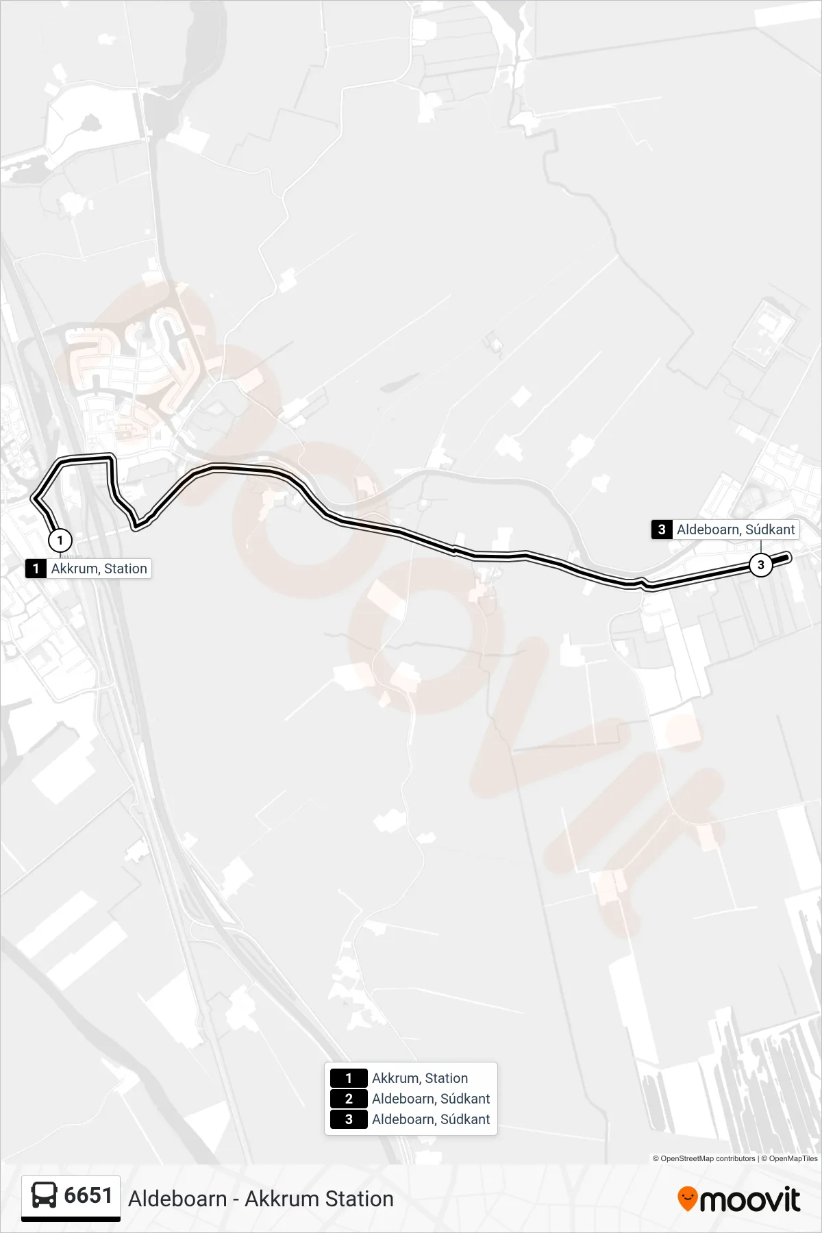 Lijn 6651 (bus, Aldeboarn): route en haltes op de kaart