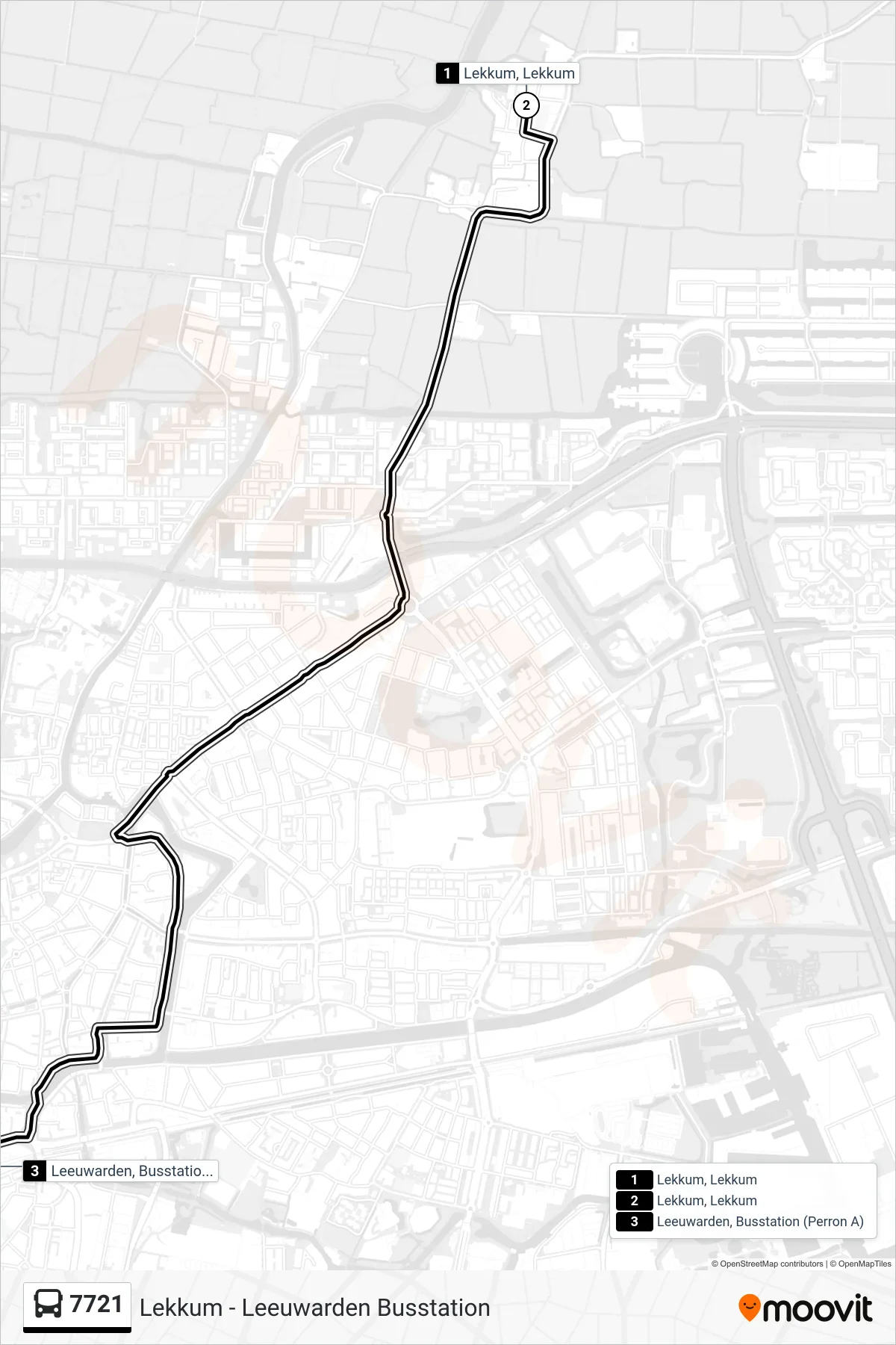 Lijn 7721 (bus, Leeuwarden): route en haltes op de kaart