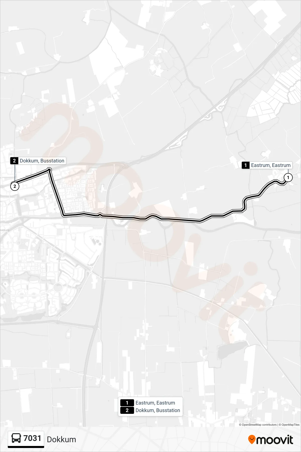 Lijn 7031 (bus, Dokkum): route en haltes op de kaart