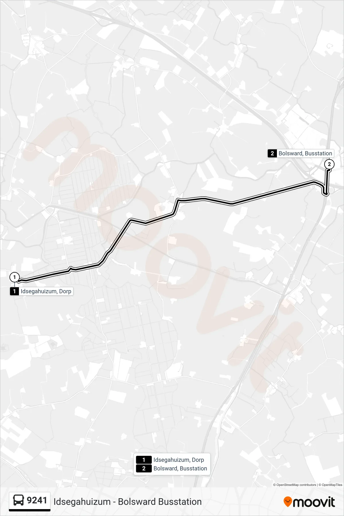 Lijn 9241 (bus, Bolsward): route en haltes op de kaart