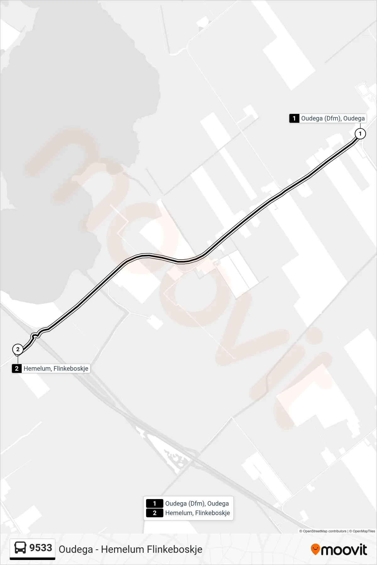 Lijn 9533 (bus, Hemelum): route en haltes op de kaart