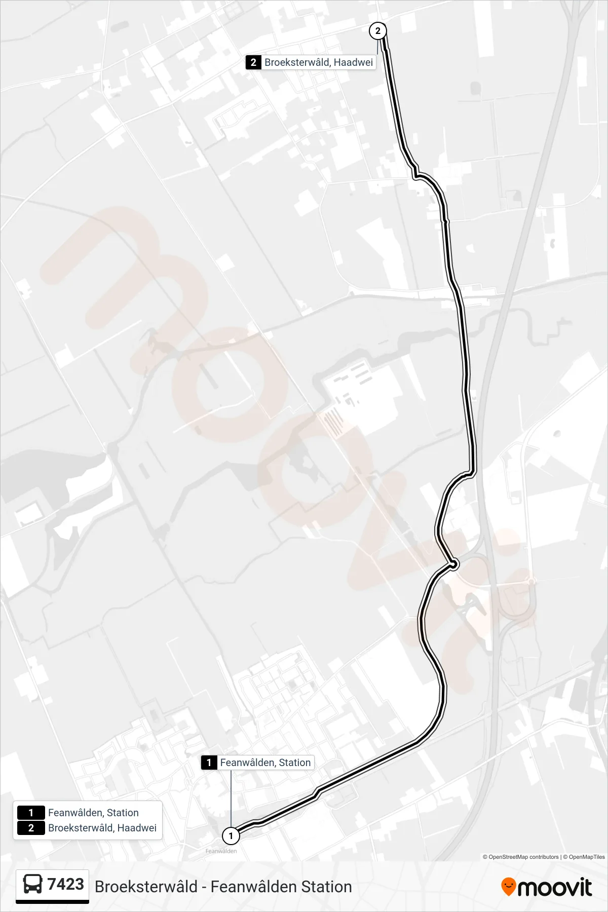 Lijn 7423 (bus, Burum): route en haltes op de kaart