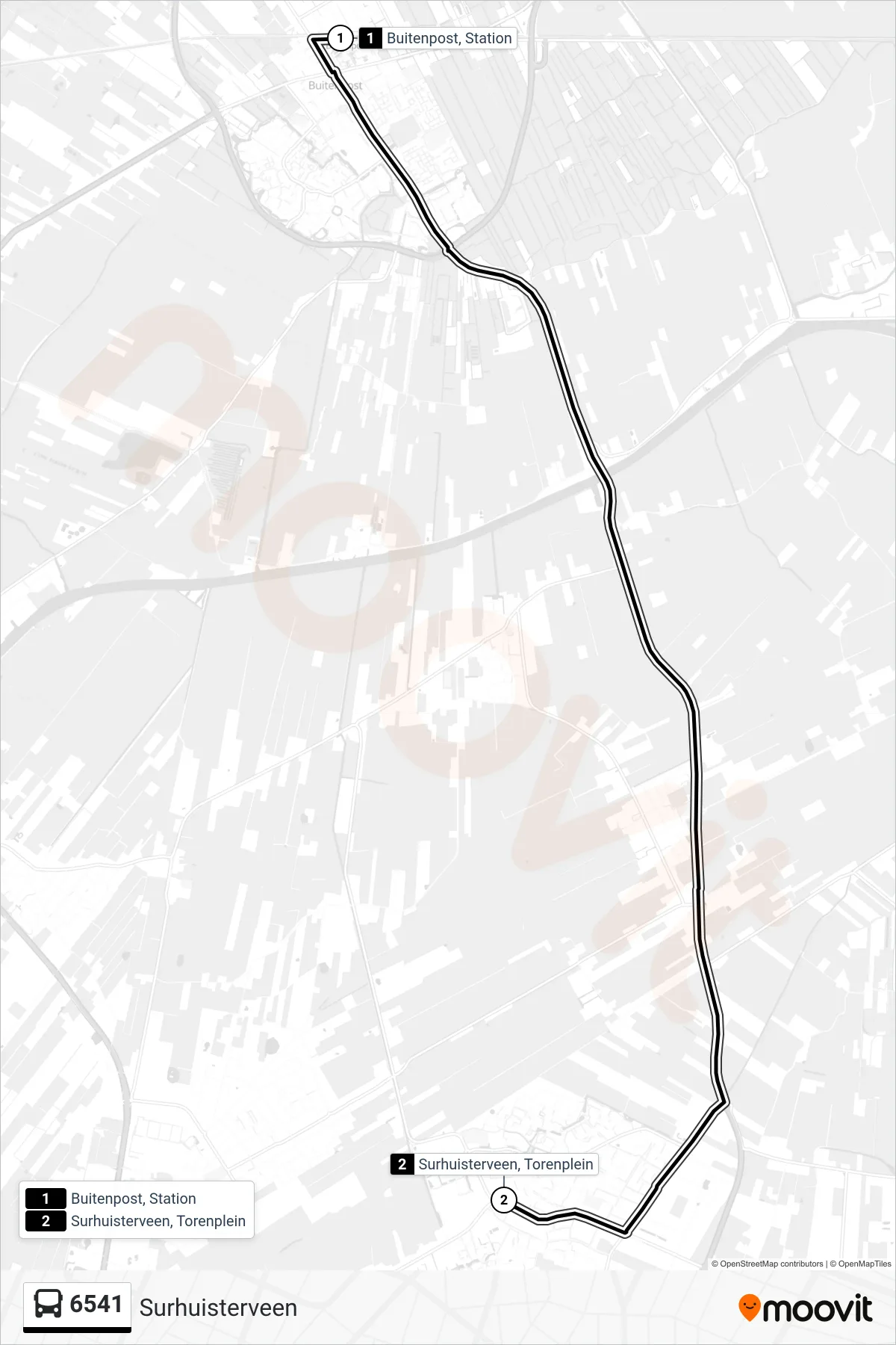 Lijn 6541 (bus, Surhuisterveen): route en haltes op de kaart