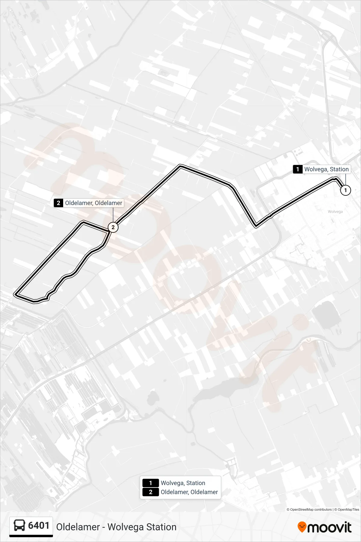 Lijn 6401 (bus, Oldelamer): route en haltes op de kaart