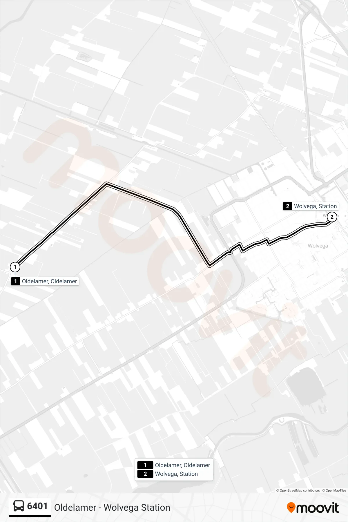 Lijn 6401 (bus, Wolvega): route en haltes op de kaart