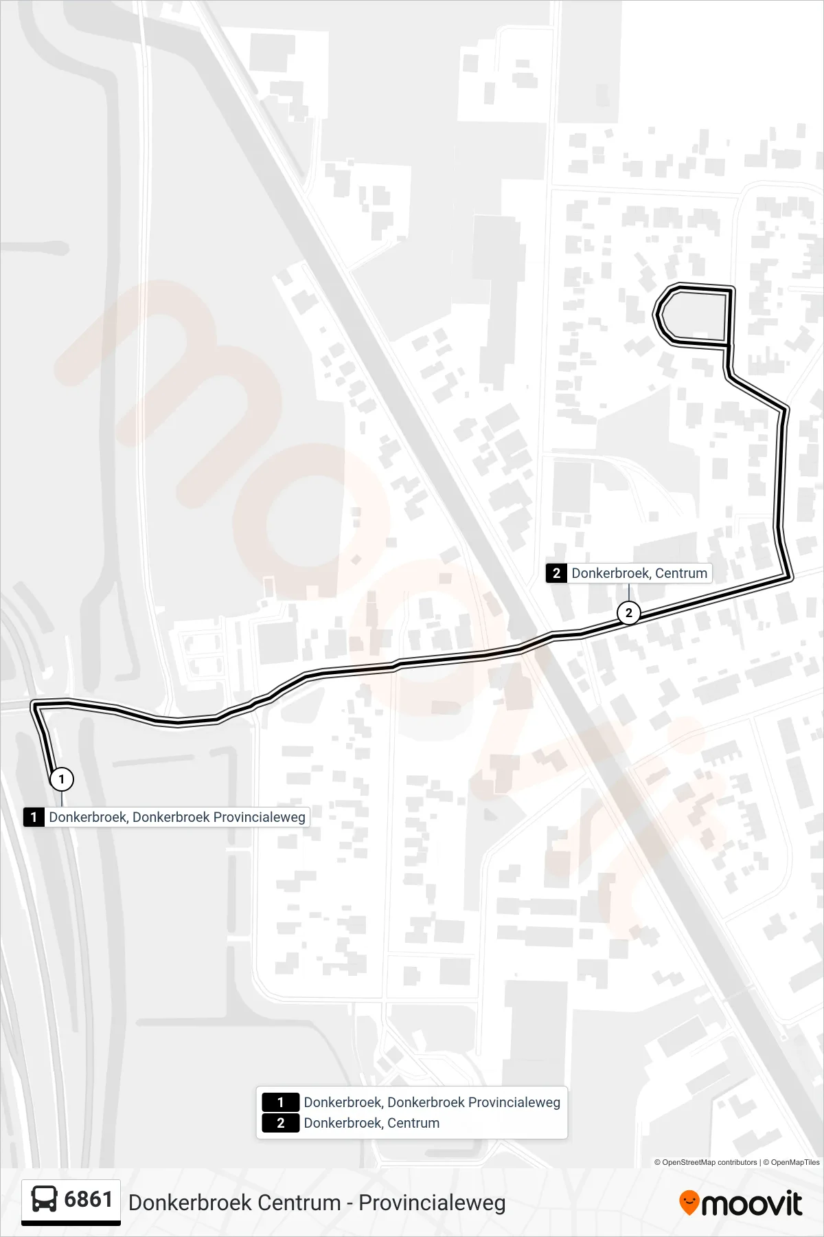 Lijn 6861 (bus, Donkerbroek): route en haltes op de kaart
